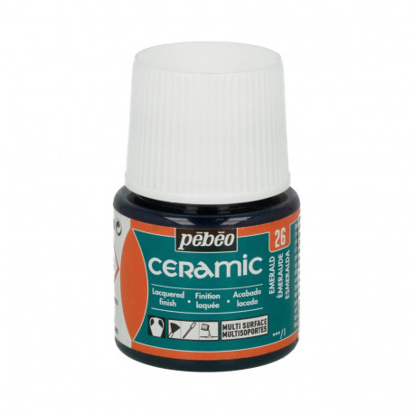 Изумрудный, краска по керамике и металлу Ceramic 45мл PEBEO +t!