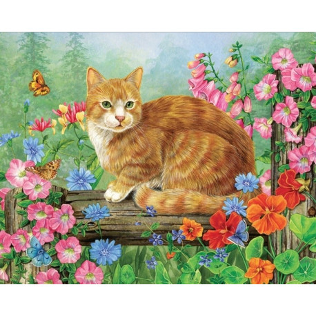 Кот на заборе, картина по номерам на холсте 40х50см 29цв Original