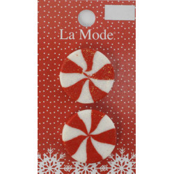 Мятный леденец LA MODE CRISTMAS, пуговицы 25мм 2шт пластик Favorite Findings