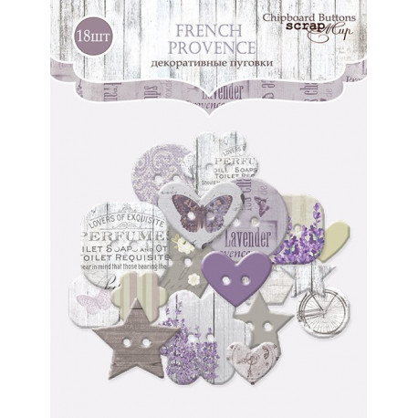 French Provence, пуговки из чипборда для скрапбукинга 18шт. Scrapmir