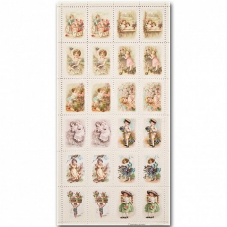 Дети, марки декоративные 2,5х3,5см 24шт бумага 80г/м