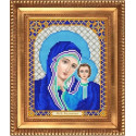 Казанская в синем, ткань с рисунком для вышивки бисером 13,5х16,5см Благовест