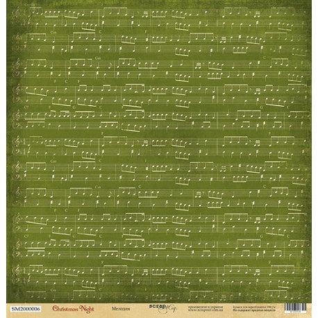 Мелодия из коллекции Christmas Night, лист односторонней бумаги 30х30см, 190гр/м Scrapmir