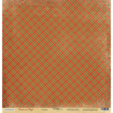 Подарки  из коллекции Christmas Night, лист односторонней бумаги 30х30см, 190гр/м Scrapmir