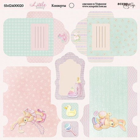 Конверты Little Bunny, лист двухсторонней бумаги 20х20см, 190гр/м Scrapmir