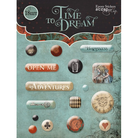 Time to Dream(eng.), набор эпоксидных наклеек 16шт Scrapmir
