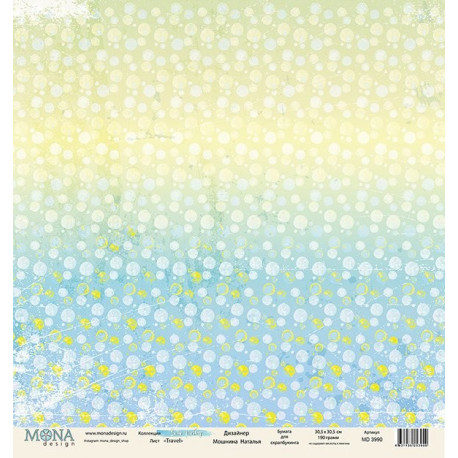 Travel из коллекции Sea party, лист односторонней бумаги 30х30см, 190гр/м MoNa design