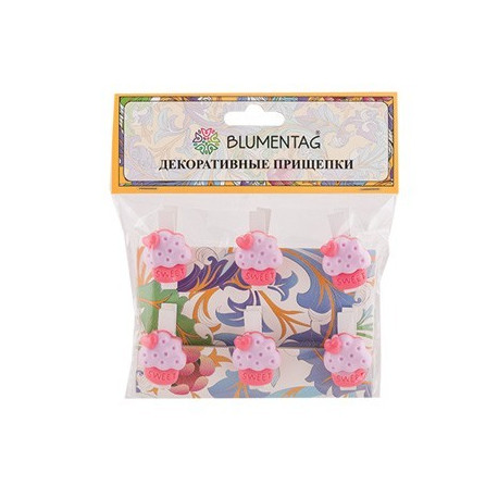 Кексы розовые, декоративные прищепки 3,5х0,7мм 6шт Blumentag