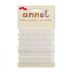 Белый, набор кружевных лент, 5шт по 1м Annet
