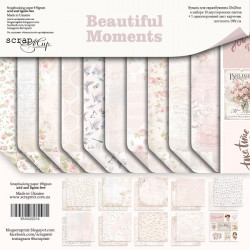 Beautiful Moments, набор двусторонней бумаги 20х20см, 190гр/м, 10+1листов Scrapmir