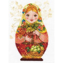 Матрешки.Осенняя краса, набор для вышивания крестиком 19х26см 36цветов Алиса