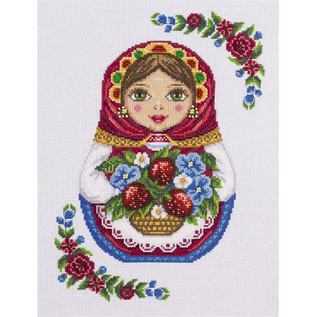 Русская матрешка, набор для вышивания крестиком 22х29см 27цветов Panna