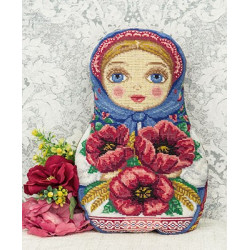 Матрешка(подушка), набор для вышивания крестиком 32х45см 26цветов Panna