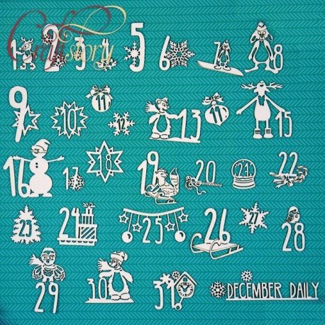 Даты декабрьского ежедневника, чипборд 12х15см 2 листа CraftStory