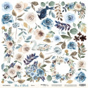 Цветы из коллекции Blue&Blush,  лист односторонней бумаги для вырезания 30х30см, 190гр/м Scrapmir