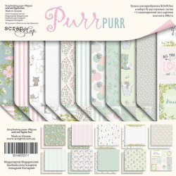 Purr Purr, набор двусторонней бумаги 30х30см, 190гр/м, 10+1листов Scrapmir