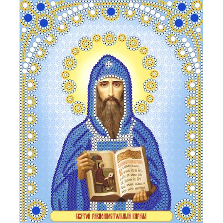 Кирилл, ткань с рисунком для вышивания бисером (в наборе бусины и стразы) 13х17см Наследие