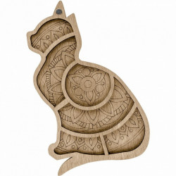 Кошка, органайзер для бусин и бисера с магнитом 6ячеек 11,5х18см фанера ВС