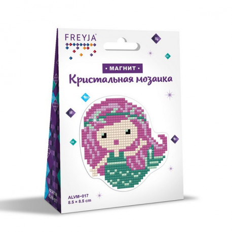 Русалочка, алмазная мозаика магнит 8,5x8,5см полное заполнение Фрея