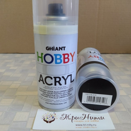 Черный краска акриловая в аэрозоли 150мл Ghiant Hobby +t!