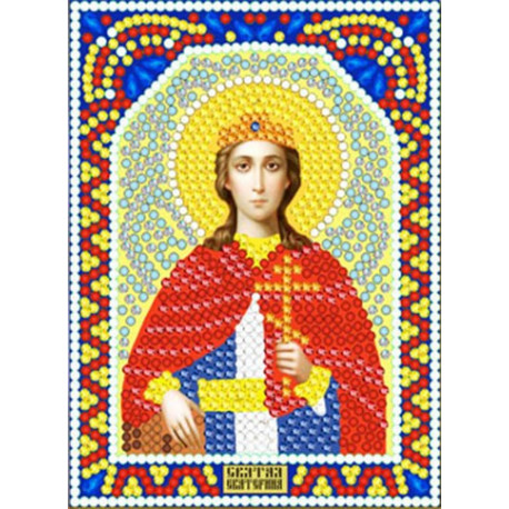 Екатерина, набор для изготовления иконы круглыми стразами 10,5х14,5см 11цв. рамка в наборе