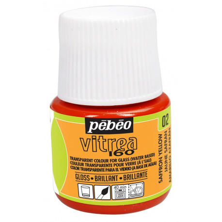 Желтый Шафран, краска глянцевая по стеклу и керамике Vitrea 160 под обжиг 45мл PEBEO +t!