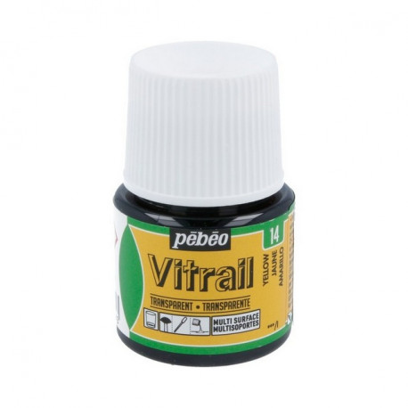 Желтый, краска лаковая прозрачная по стеклу и металлу Vitrail 45мл PEBEO +t!