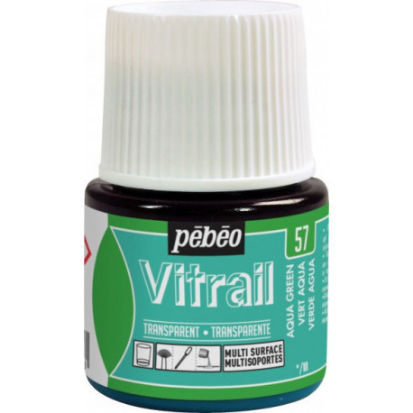 Аквамариновый, краска лаковая прозрачная по стеклу и металлу Vitrail 45мл PEBEO +t!