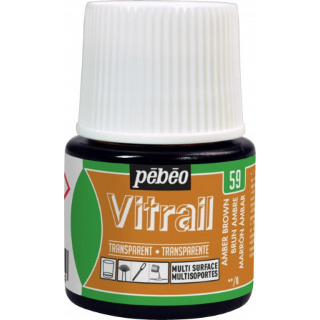 Янтарный, краска лаковая прозрачная по стеклу и металлу Vitrail 45мл PEBEO +t!