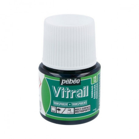 Изумрудный, краска лаковая прозрачная по стеклу и металлу Vitrail 45мл PEBEO +t!