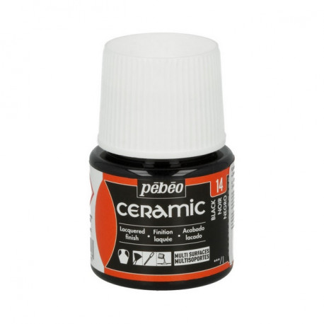 Черный, краска по керамике и металлу Ceramic 45мл PEBEO +t!