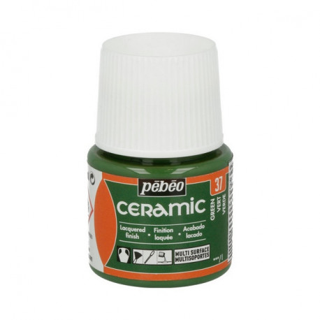 Зеленый, краска по керамике и металлу Ceramic 45мл PEBEO +t!