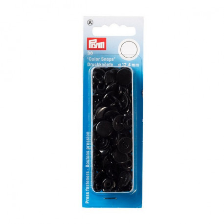 Черные, кнопки PL Color Snaps пластик d12,4мм 30шт PRYM
