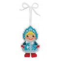 Новогодняя игрушка "Снегурочка", набор для рукоделия, 5,5х8см нитки 9цветов Риолис