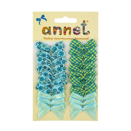Голубой, набор текстильных бантиков 20 шт , Annet