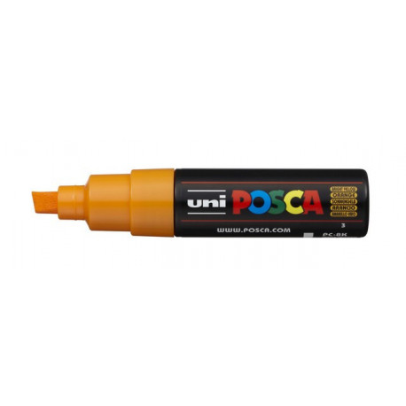 Оранжево-желтый скошенный акриловый маркер 8мм универсальный 8K UNI POSCA (03)