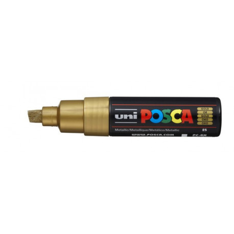 Золотой скошенный акриловый маркер 8мм универсальный 8K UNI POSCA (25)