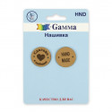 Handmade бежевый круг, нашивка (бирка) d2см 2шт кожзам Gamma