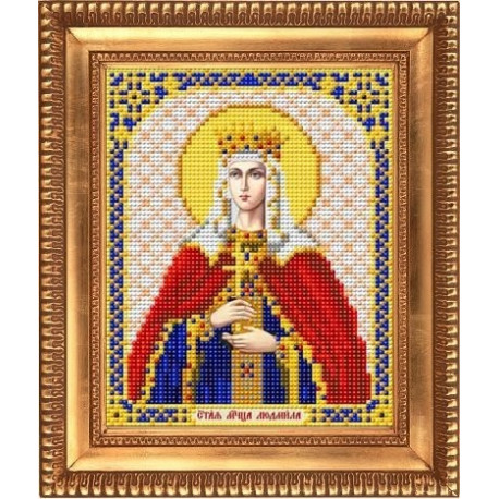 Людмила Святая Мученица, ткань с рисунком для вышивки бисером 13,5х16,5см Благовест