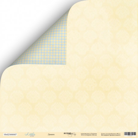 Дамаск из коллекции Little Bear, лист двусторонней бумаги 30х30см, 190гр/м Scrapmir