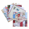 Новогодняя почта, набор бумаги 6 двусторонних листов. 14,5*14,5см, 160г/м, Арт Узор